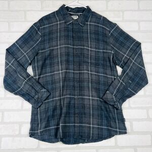 Hurley Mens L Classic Fit Gray Plaid Long Sleeve Button Up‎ Flannel Shirt